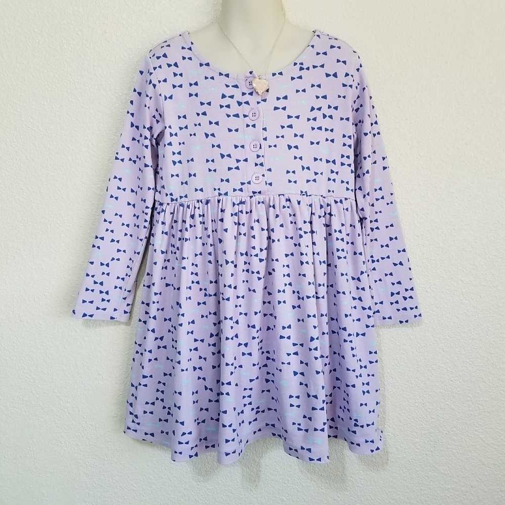 Hanna Andersson Bow Tie Long Sleeve Cotton Dress